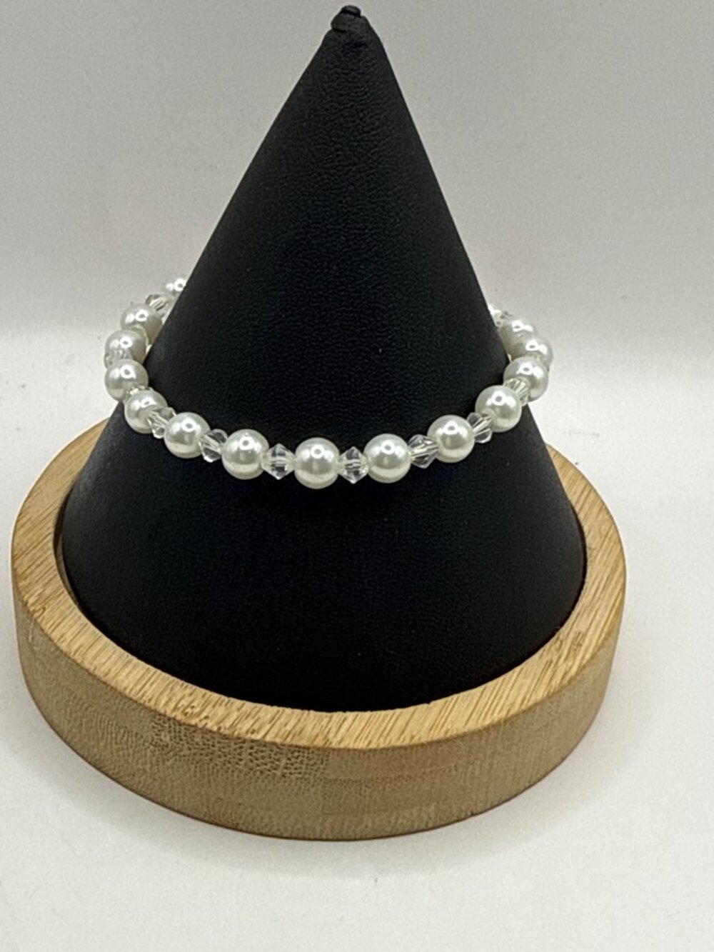 White Pearl Crystal Beaded Bracelet Coquette Bridal Wedding Prom Princess Core